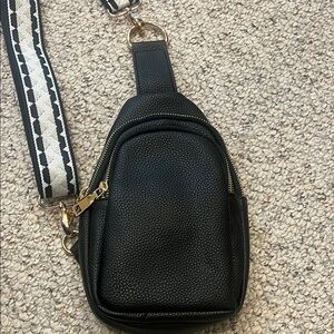 Black Textured Crossbody Bag
